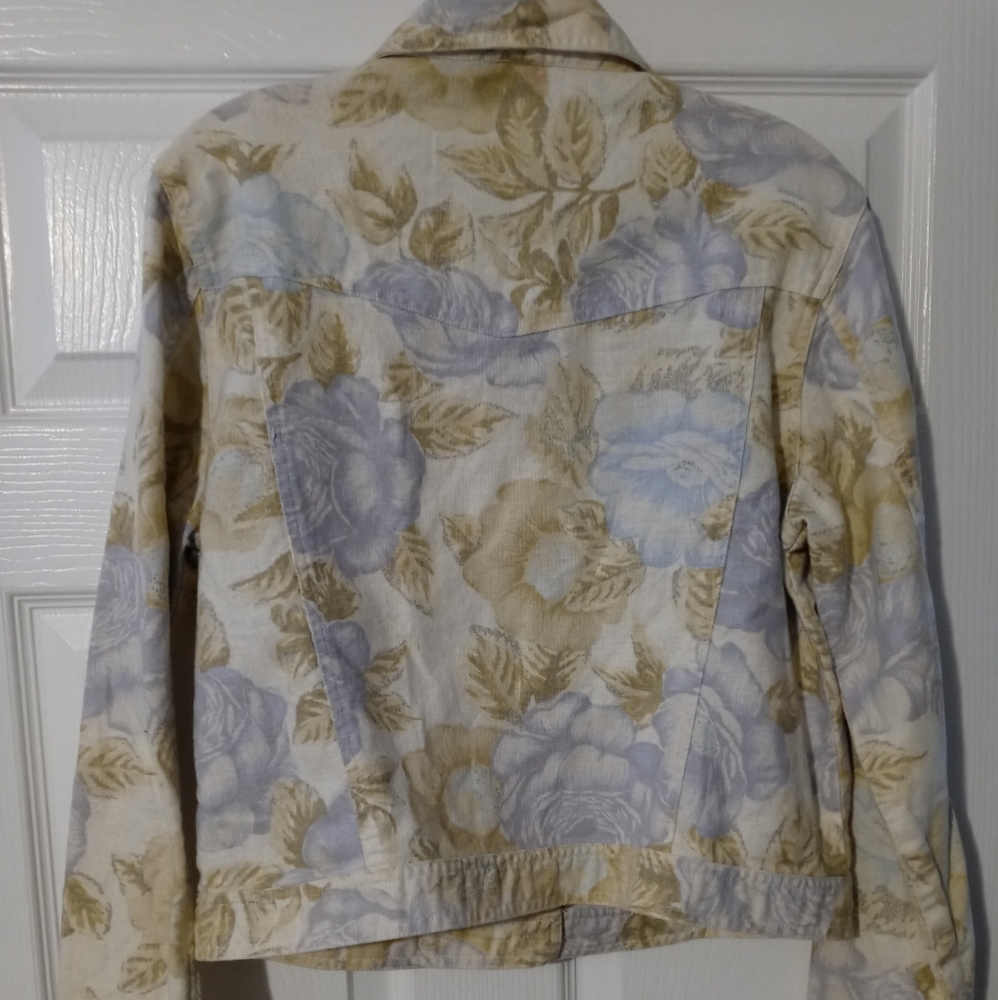 🧥VINTAGE BILL BLASS FLORAL DENIM JACKET SMALL WOMEN ,GIFT. 🎁 💝 - Picture 6 of 13